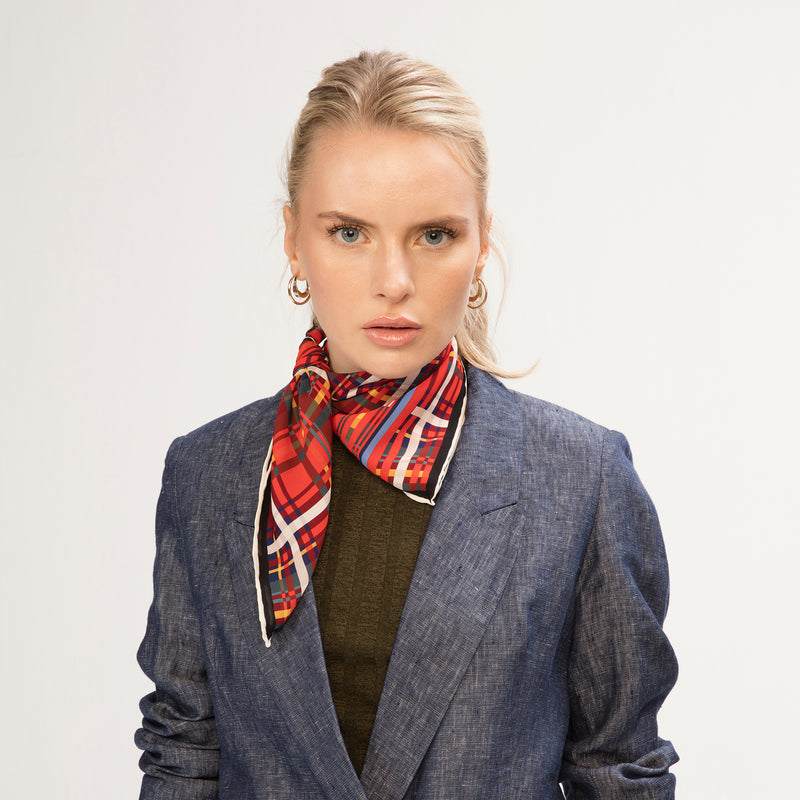 PLAID SCARF + BRACELET SET