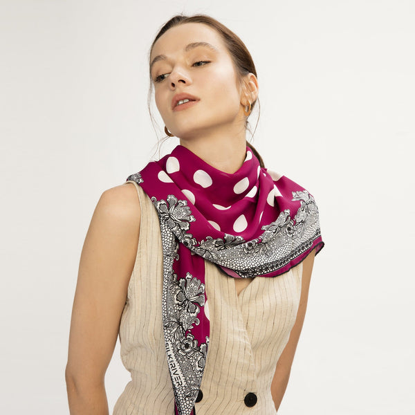 DOTTED & FLORAL SCARF + BRACELET SET