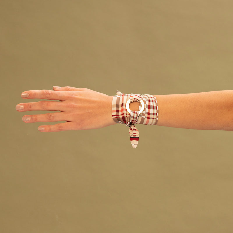 PLAID SCARF + BRACELET SET